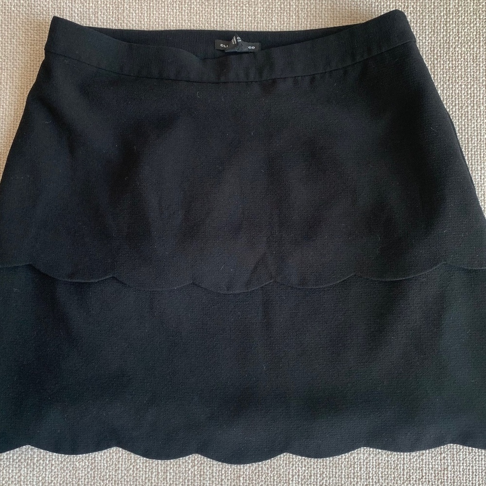 Club Monaco Tiered Scallop Hem Black Skirt, Size 6